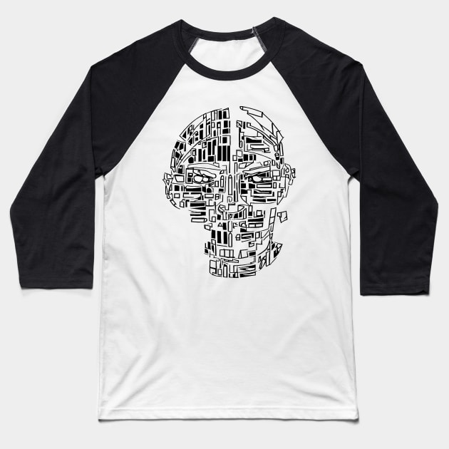 Surreal Futuristic Sci-fi Art Portrait Baseball T-Shirt by Jumitu-Art